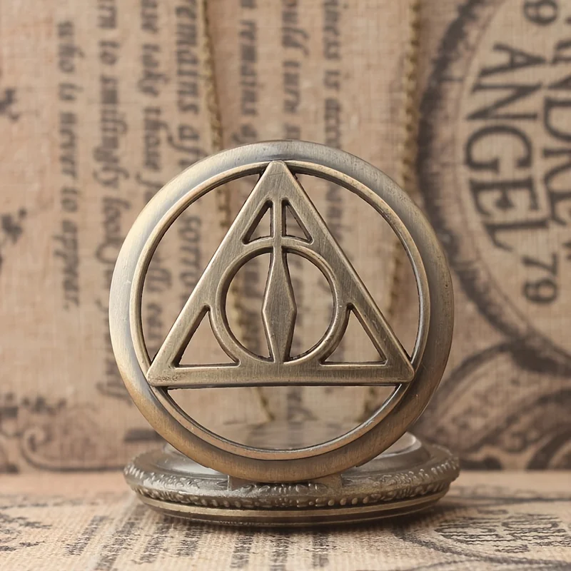 ساعة معلقة مثلثة عتيقة، ساعة جيب كوارتز كبيرة، ساعة جيب كوارتز كلاسيكية من Deathly Hallows #4