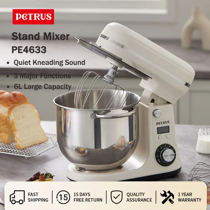 Petrus Stand Mixer Multifunctional Food Processor Heavy Duty Intelligent Kitchen Blender 800W 6L PE4633