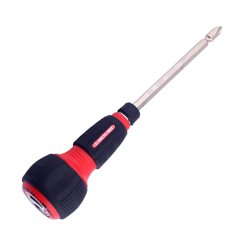 ANEX Ratchet Screwdriver 60 Gears NO.395D Ball Handle, Magnetic Driver Bit (Phillips Slot +2, Flat Head 6), Made in Japan