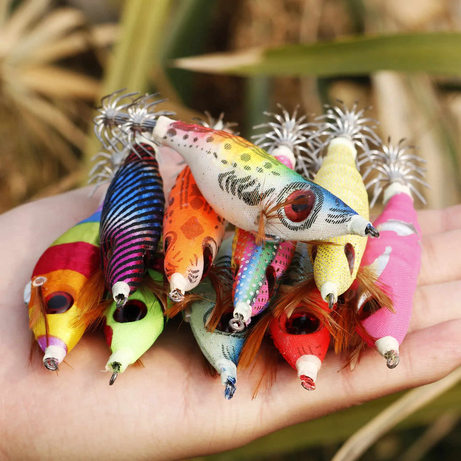 Sougayilang Luminous Squid Jig 10cm 10g Artificial Shrimp Bait 3D Eye Octopus Cuttlefish Lure Double Squid Hook Sea Fishing Lure gallery 5