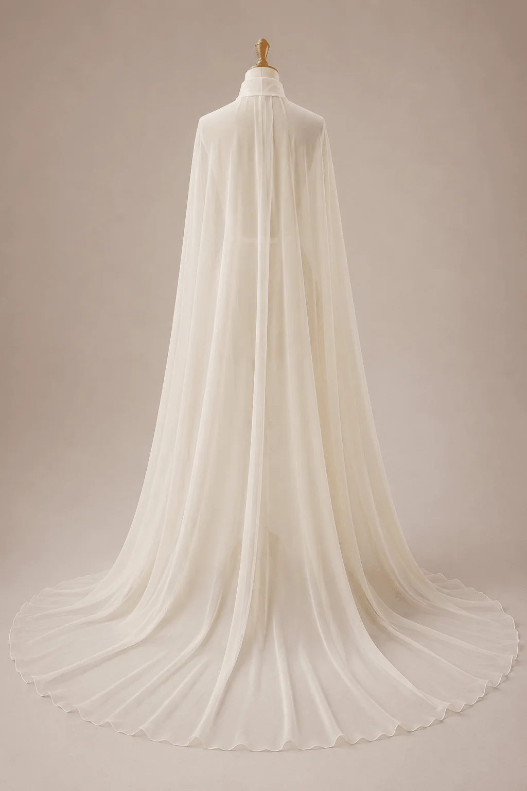 POD White Stand Collar Chiffon Wedding Cape Long Train Bridal Cloak Sheer Chiffon Bridal Cape Long Train Wedding Dress Accessory