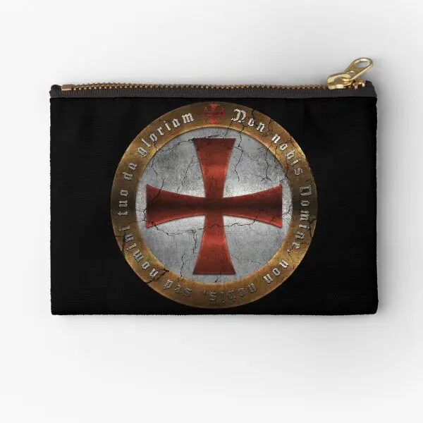 Templar Cross V2  Zipper Pouches Small Pure Packaging Coin Pocket Wallet Money Underwear Socks Cosmetic Bag Storage Men Key