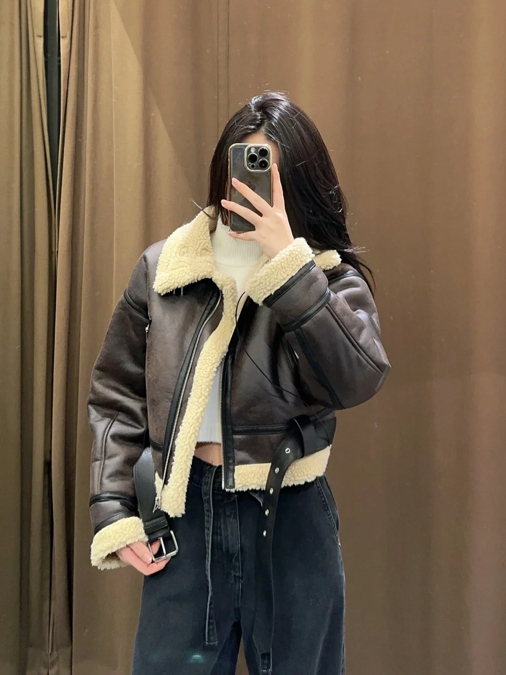 เสื้อโค้ทผู้หญิง WMXZ รุ่นใหม่ประจำฤดูใบไม้ร่วงและฤดูหนาว บุขนเทียม สไตล์ไบค์เกอร์ แบบสองด้าน ให้ความอบอุ่น เหมาะสำหรับใส่เดินทาง