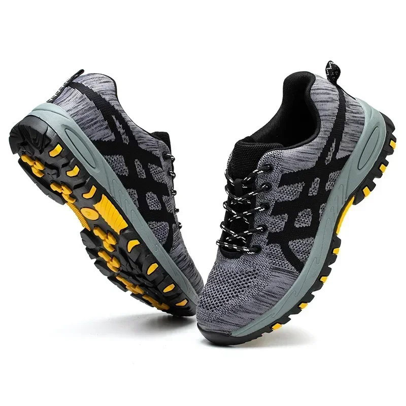 Men's Lightweight Breathable Safety Shoe Steel Toe Cap Anti-drop Anti-piercing Safety Boots for Construction Site Wear-resistant image 3