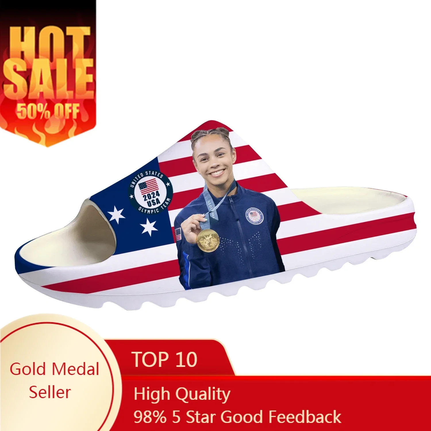 

Hezly Rivera Gymnastics Champion Soft Sole Sllipers Home Clogs Step On Water Shoe Mens Womens Teenager Bathroom Custom Step in