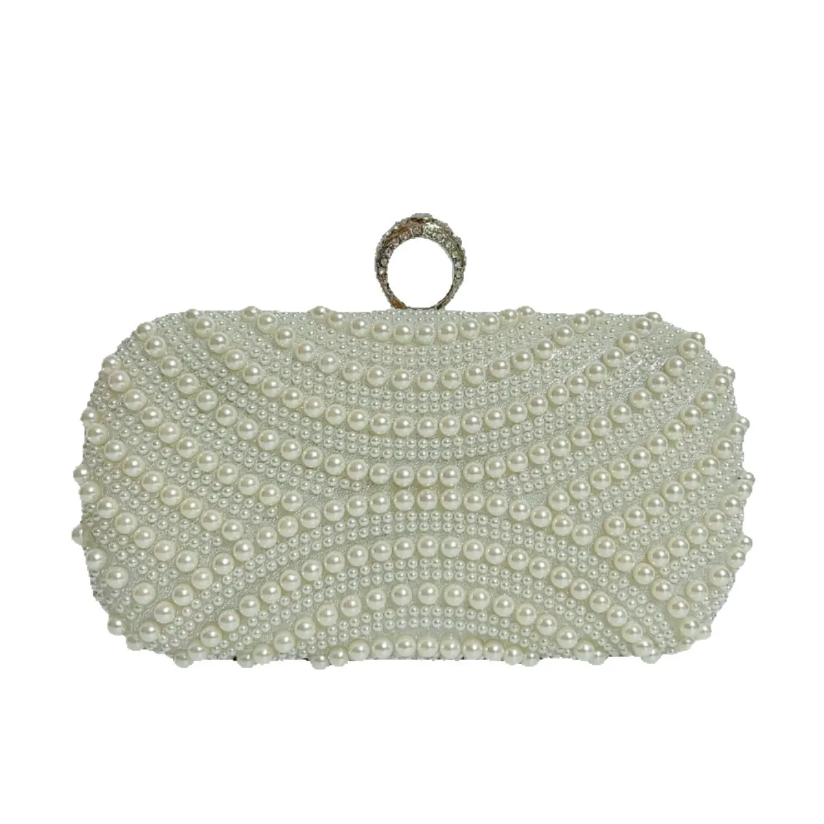 

White Pearl Dinner Shiny Diamond Buckle Prom Bag Formal Party Chain Wedding Bag Pochette Soirée Femme Mariage Borsa Luxury Donna