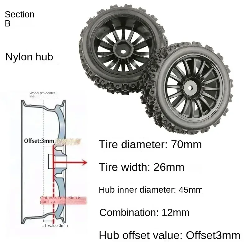 Velg Rubberen Banden Banden voor Wltoys voor HSP 1:10 1:12 1:14 1:16 RC Auto Onderdelen Model Accessoires RC Auto Velg en Banden