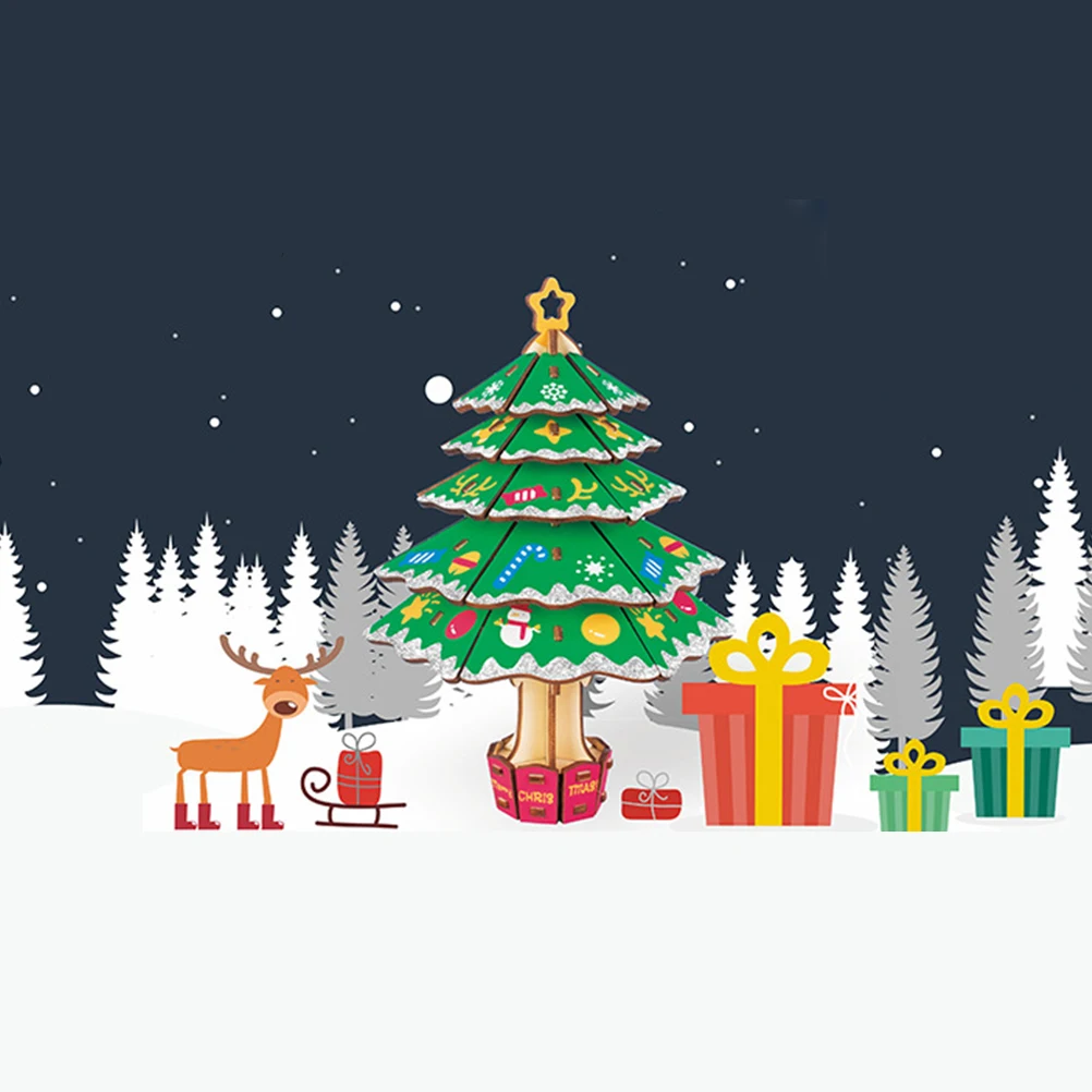

Christmas Tree Puzzle Educational 3D Present DIY Toy for Kids Three-dimensional