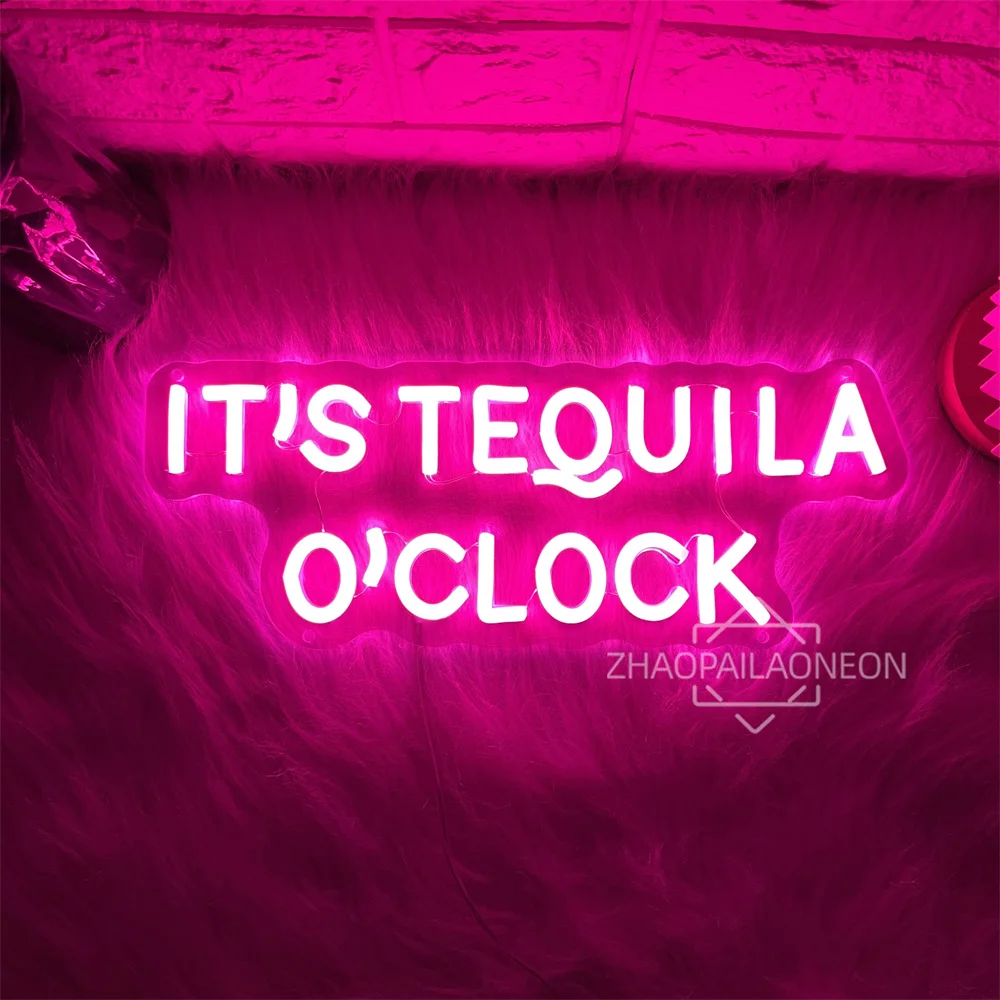 It's TEQUILA O'CLOCK  Neon Led Signs Coffee Bar Pub Bedroom Decoration LED Neon Lights USB Party Club Room Wall Decor Signs