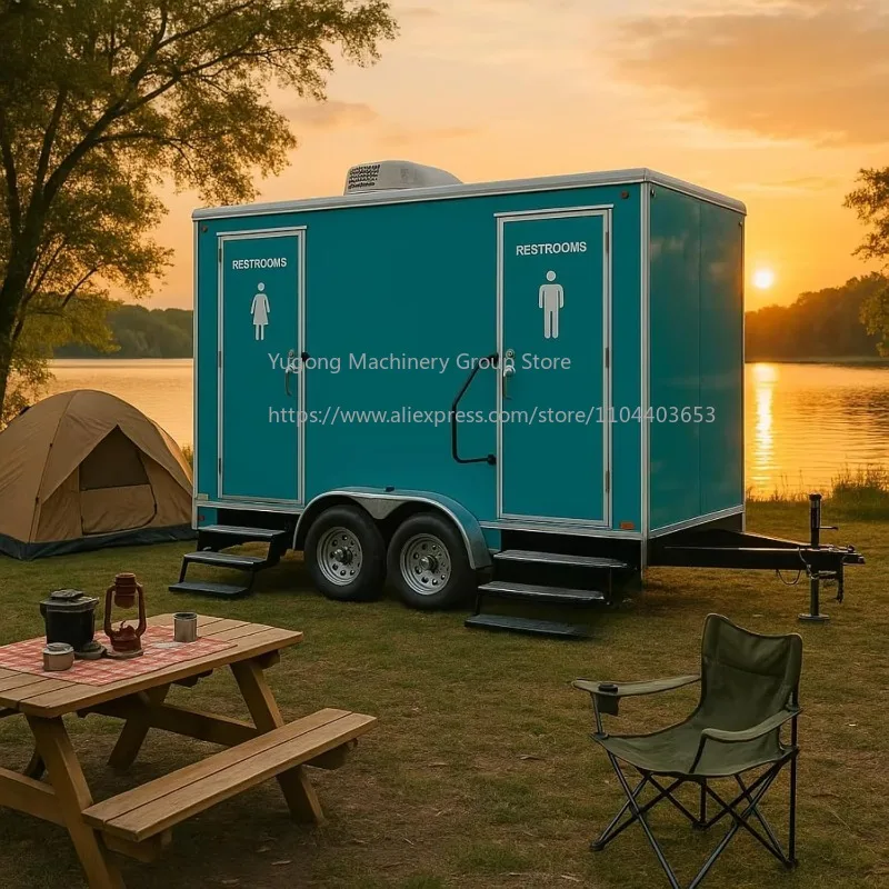 Luxury Portable Bathroom Trailer with Climate Control Modern Interior, for VIP Events Resorts Easy-Setup Prefab Pod