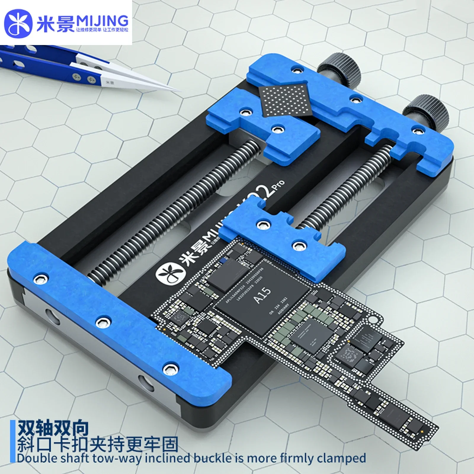 Mijing K22 Pro accesorio de mantenimiento de placa base Universal para teléfono móvil CPU NAND pegamento quitar Reparación de soldadura abrazadera de doble rodamiento