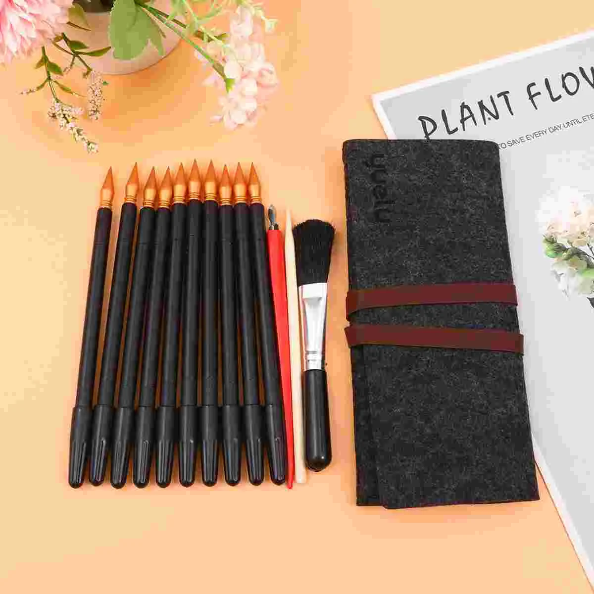 14 Pcs Toolkit Scratch Painting Tools Scrapper Board Wooden Drawing Pencils Scratching