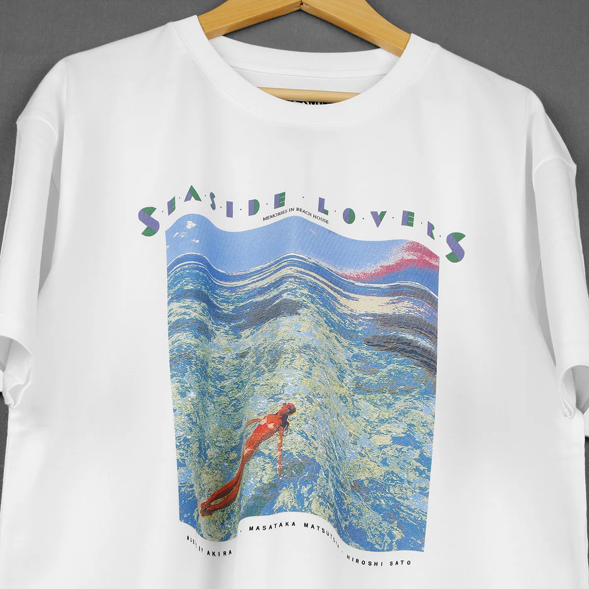 Seaside Lovers T-Shirt Memories In Beach House Fusion Music Akira Inoue Hiroshi Sato Sea Men\'s Clothing Short Sleeve Shirt