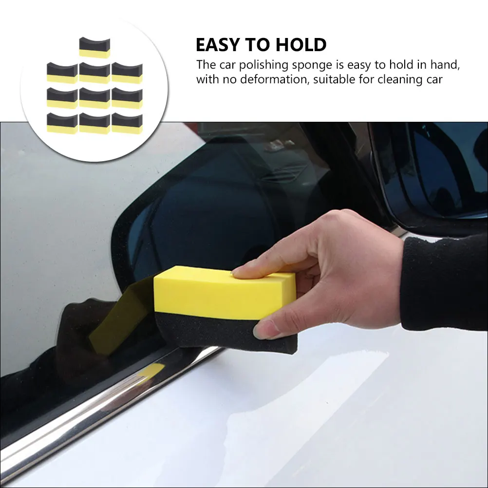 10pcs Car Wash Sponge Soft PE Material Tire Dressing Applicator Pads Waxing Scrubber Sponges for Auto Detailing Cleaning Tools