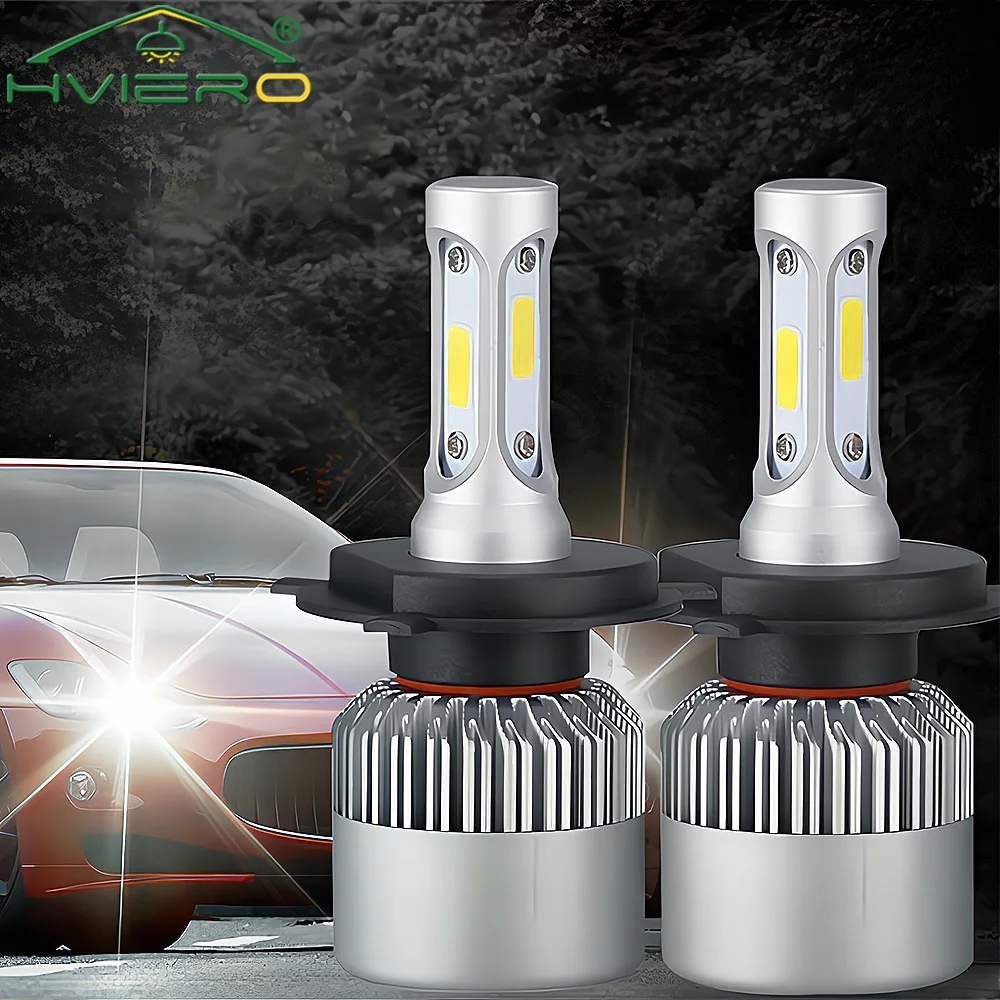 2X DC 12v Bulb White COB LED Headlight Bulbs Hi-Lo Beam 72W 8000LM 6500K Headlamp Led Auto Lights Outdoor Lighting Strong Light