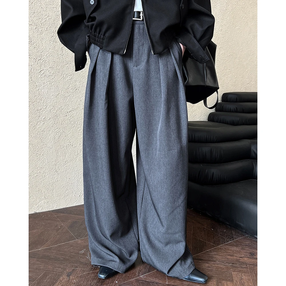 2024 Women Autumn Wide Leg Floor Length Pants High Waist Vintage Long Pants Pantalones Fashion Clothes Pants Female Trousers