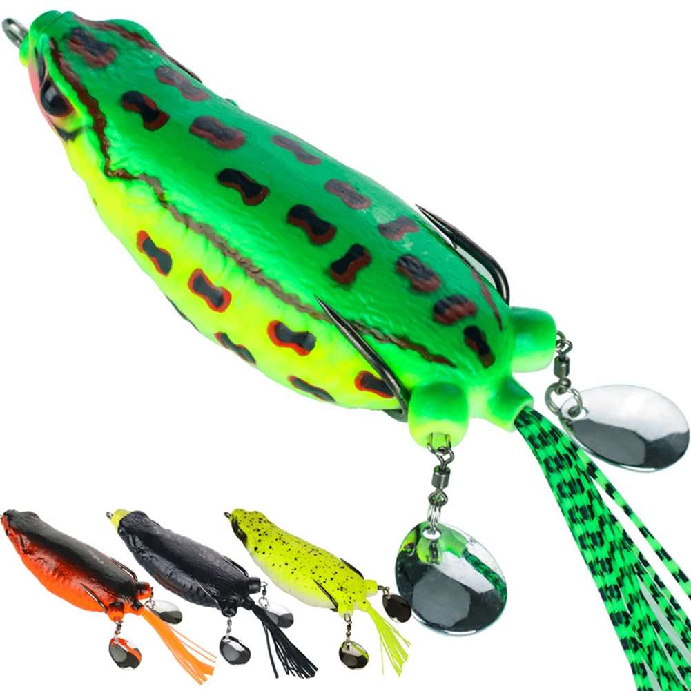 Silicone Giant Frogs  Simulation  Bait Strengthen The Double Ring Double Sequins Colored Silk 9cm 25g Modified Fishing Lure