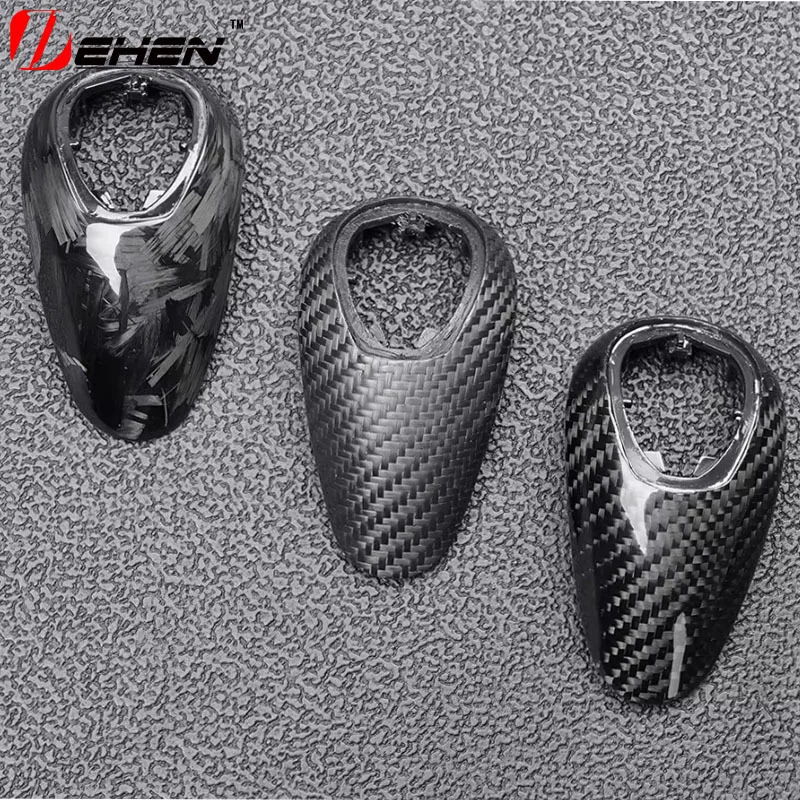 For BMW 1 2 3 Series F20 F21 F22 F23 F30 F31 F06 F12 F13 Front Gear Shift Knob Lever Cover Glossy Black Carbon Fiber Style