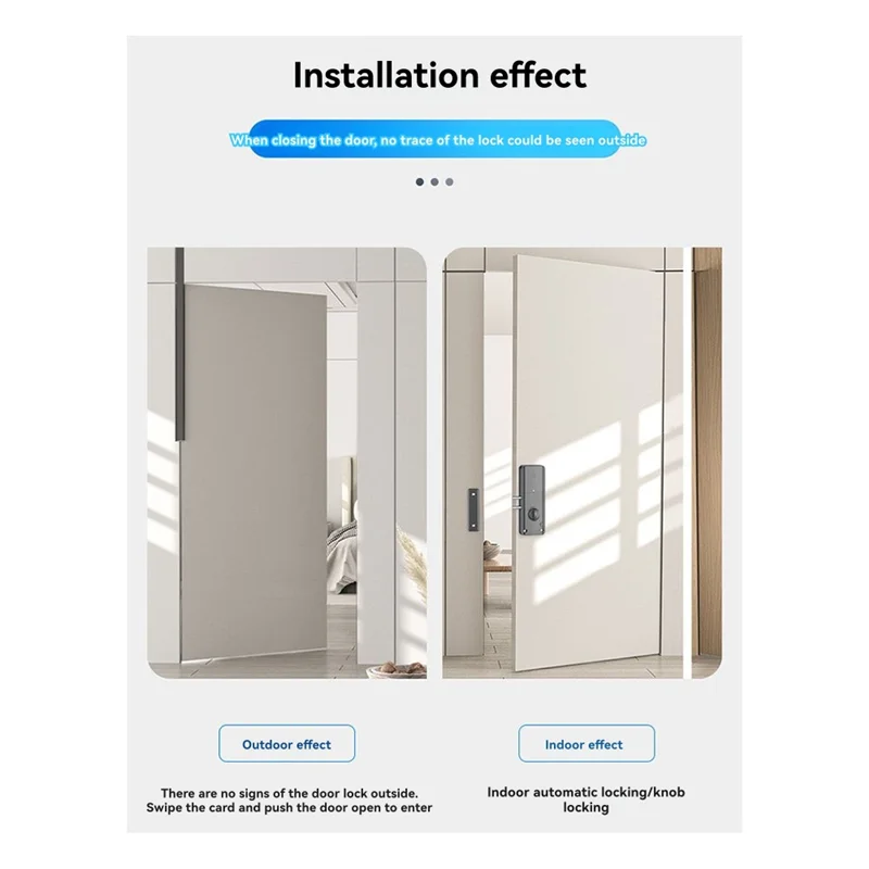 AA08-TTLOCK Punch-Free No-Drill Hole Smart Invisible Lock Keyless IC Card Lock Bluetooth Remote Control Wooden Door Mortise