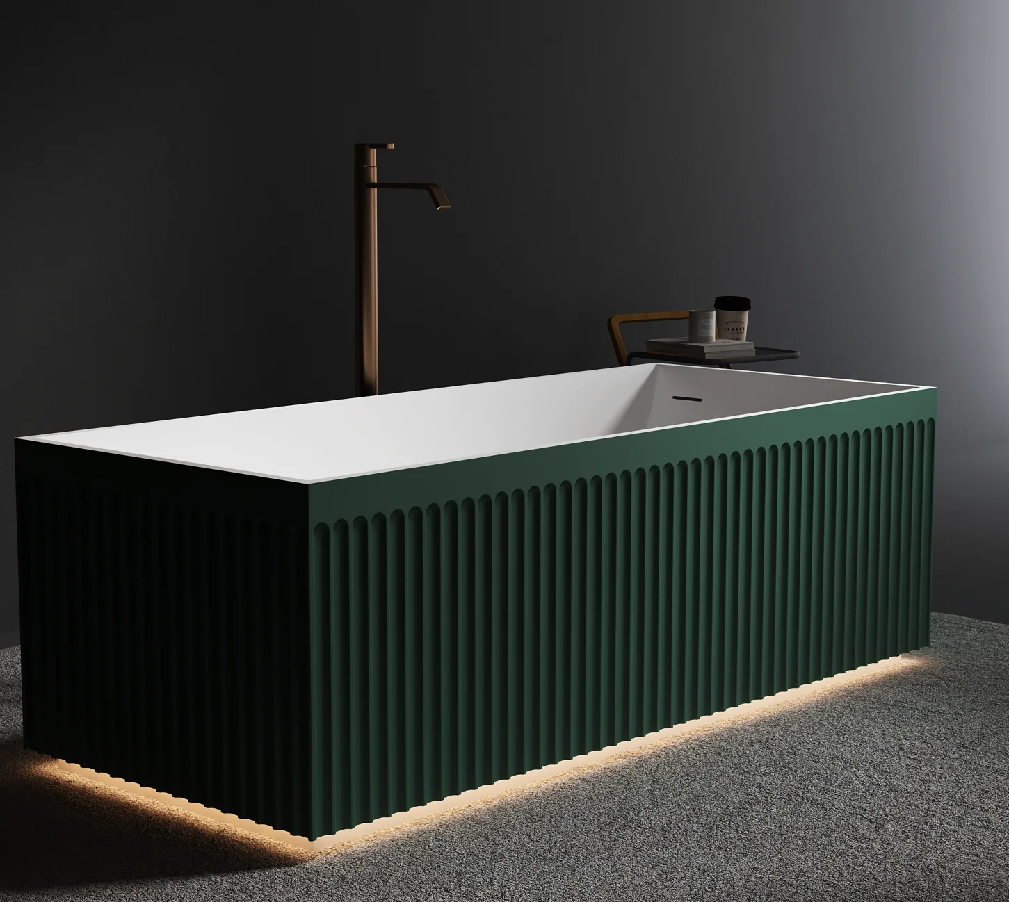 Modern White Acrylic Resin Stone Bathtub Solid Surface Freestanding Drainer Pattern Portable For Home Hotel 5 Years Warranty