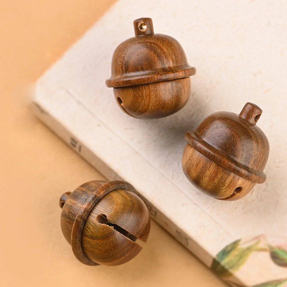

Mini Bell nament Wooden Keychain Bottle Decors Empty Small Carving Charm Portable Diffuser Hollow Wood Pendant Christmas