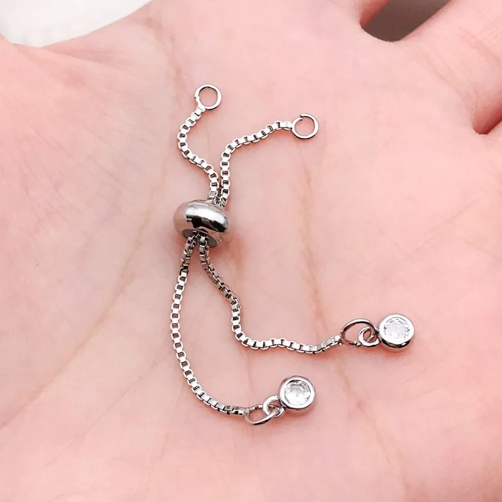 18K Copper Plated Pull-out Bracelet Platinum-colored Mixed Adjustable Bracelet Chain Zirconium Beads Jewelry Making Accessories