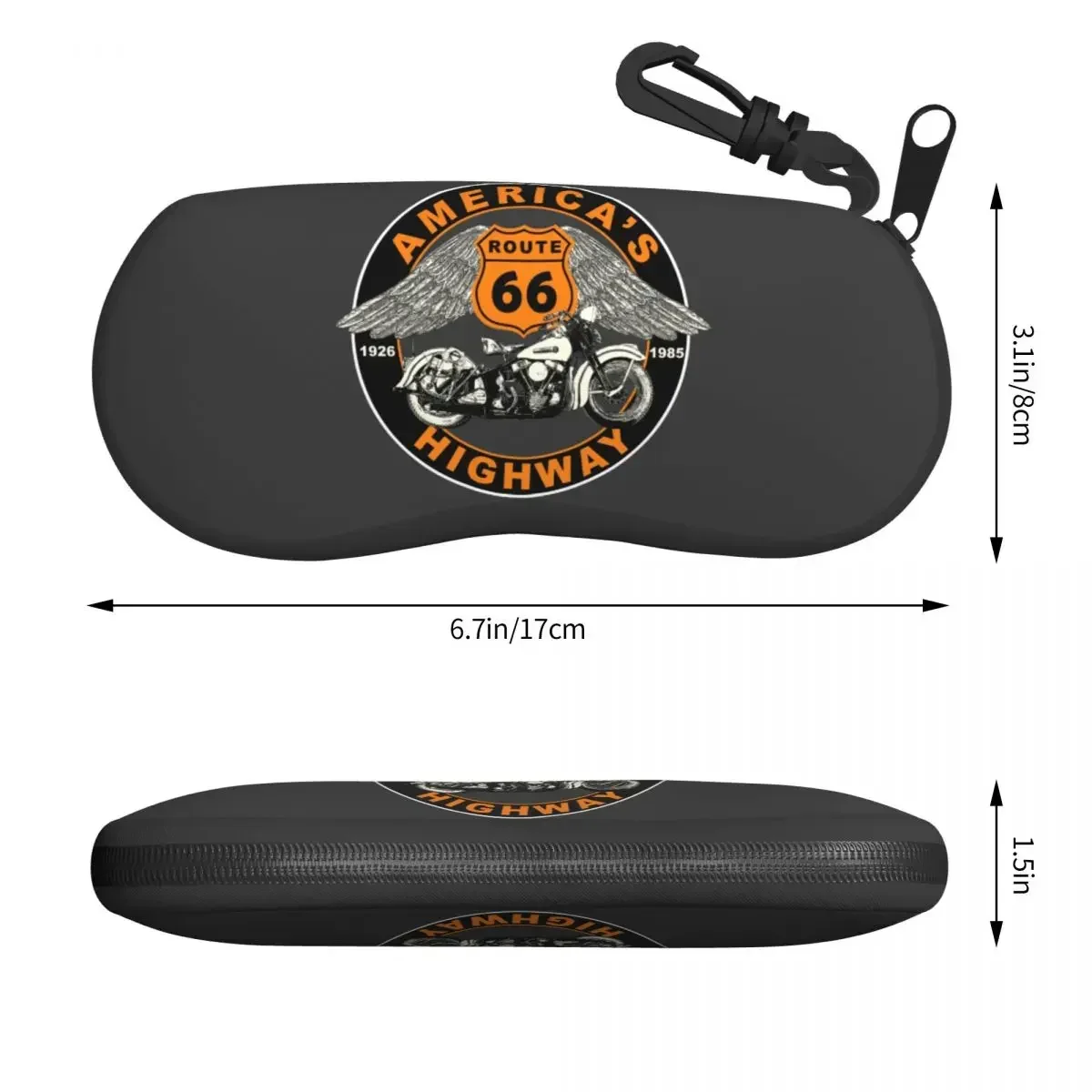 Route 66 Americas Highway Eyeglass Glasses Case Men Women Soft US 66 Motorbike Sunglasses Protective Pouch