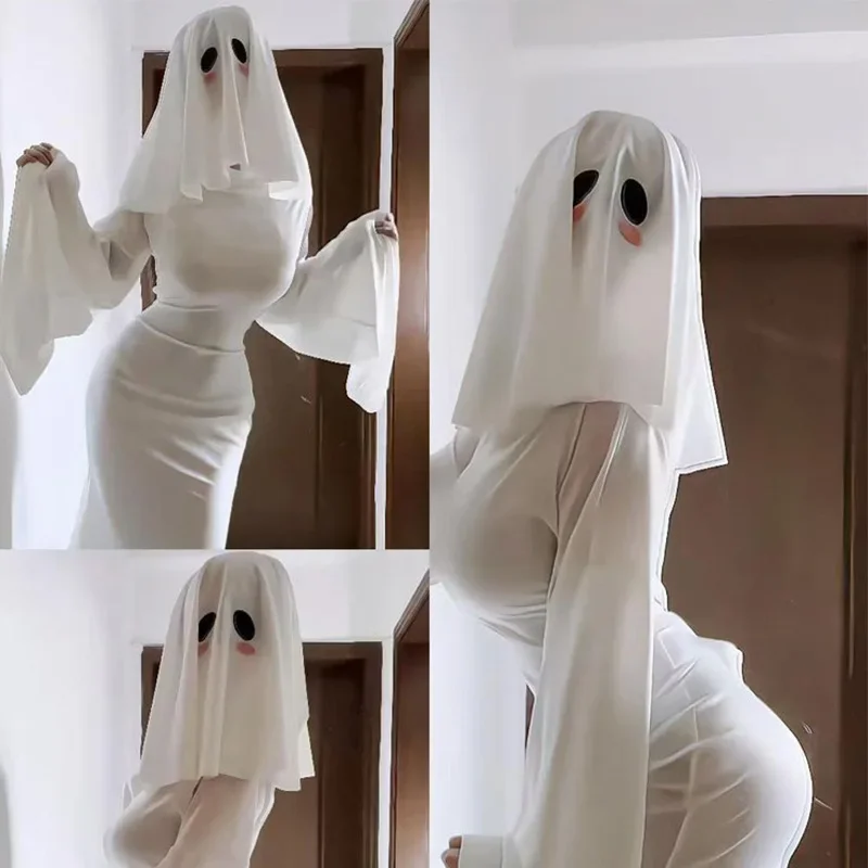 Disfraz de Anime para mujer fantasma xingzi, disfraz de Halloween, capa de fantasma aterrador, ropa de Cosplay para niños y adultos, disfraces de actuación coscos