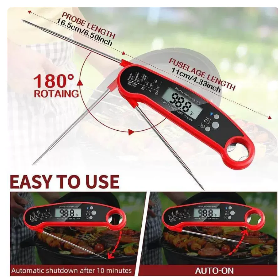 Digital Meat Thermometer Instant Read 2-3s Waterproof Kitchen Food Probe for BBQ Grilling