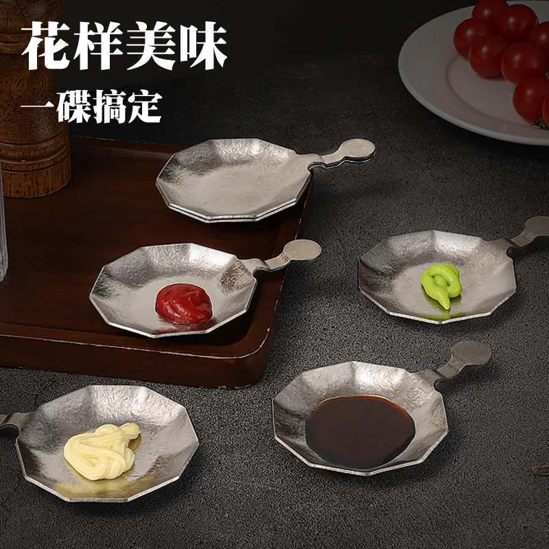 Plato de condimentos de titanio, soporte para palillos, salsa resistente al desgaste y al calor, plato de condimentos fácil de limpiar, regalo de Año Nuevo