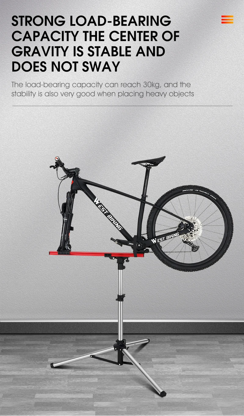 WEST BIKING Professioneller Fahrrad-Reparaturständer Arbeitsständer MTB Rennrad Wartungs- und Reparaturwerkzeuge Verstellbarer Aufbewahrungs- und Präsentationsständer – Detail 26