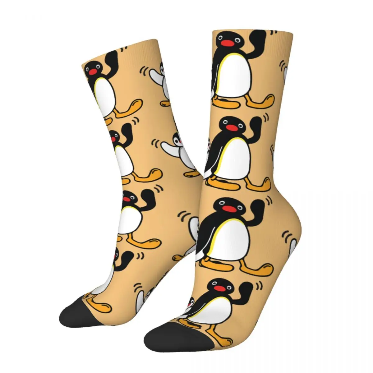 Funny Crazy Sock for Men Pingu Classic Hip Hop Harajuku Penguin Animation Funny Happy Seamless Pattern Printed Boys Crew Sock