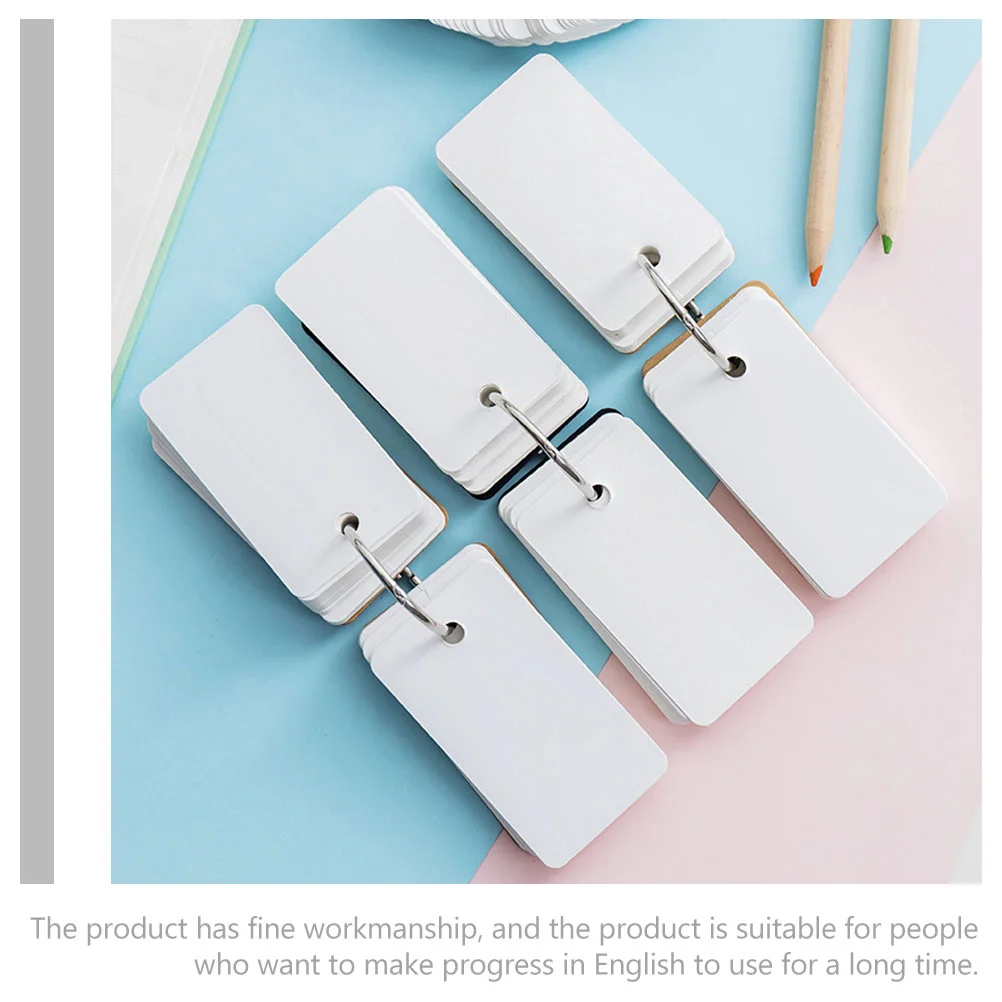 4 Pcs English Words Cards Portable Flashcards Cardboard Cover Book Blank Simple Style Memo