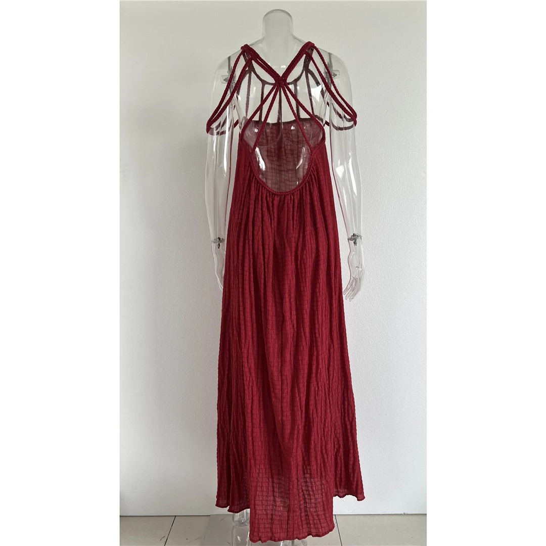 5 Farben, rückenfreies, ausgestelltes, gehäkeltes, gestricktes Tunika-Strandkleid, Strandkleid, Strandmode, Damen, V5429 – Detail 31