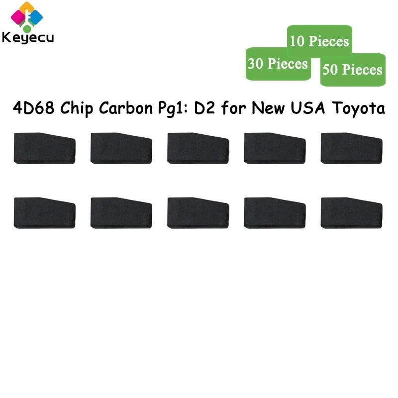 

KEYECU 10 30 50 Pieces Carbon 4D68 Transponder Chip Pg1: D2 for Toyota USA Remote & Transponder Key