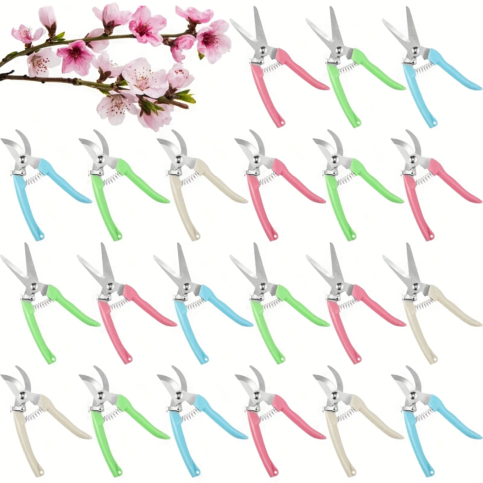 

24pcs Garden Shears Stainless Steel Pruning Shears Flower Scissors Garden Clippers For Plants, Flowers, Fruits Trees, Gardening Valentine Gifts For Women And Men