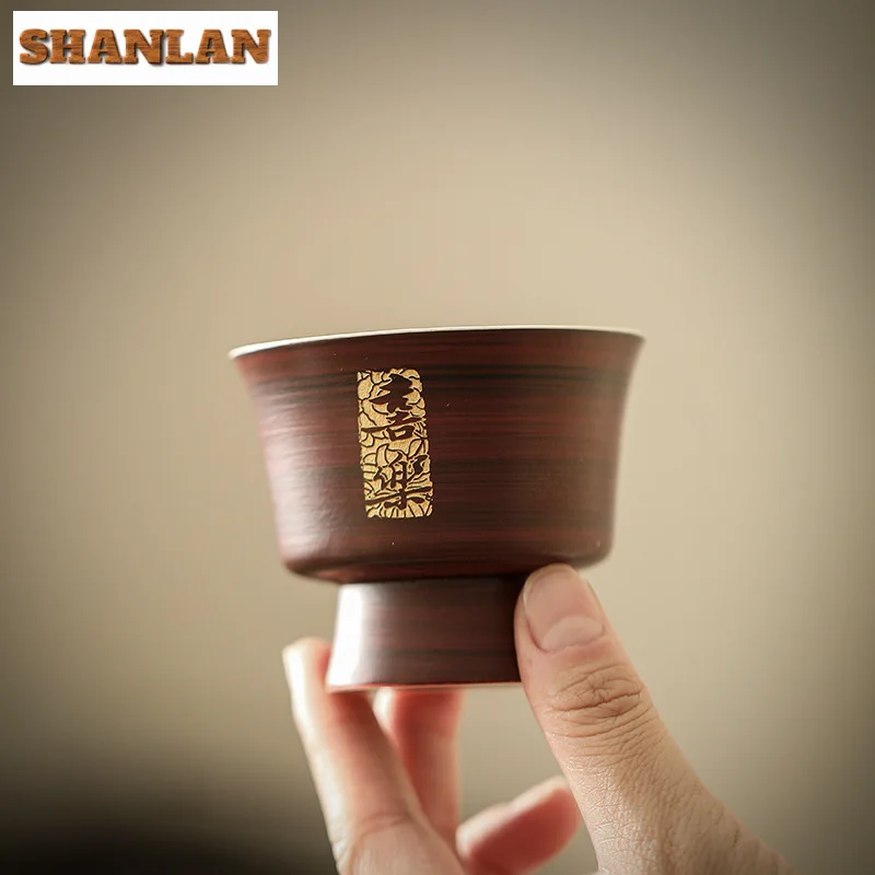 

80 мл Порошковая красная керамическая чашка-Боярышник Инь, чашка с высокими штанинами, чашка-скимминг для чая, китайская чашка с дегустацией