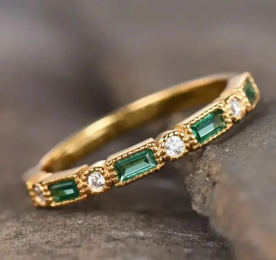 ORZTOON-Bague Incrustée de Clip Vert pour Femme, Bijoux de ixd'Anniversaire, Ouvert, Français, Créatif, Nouveau, 2024