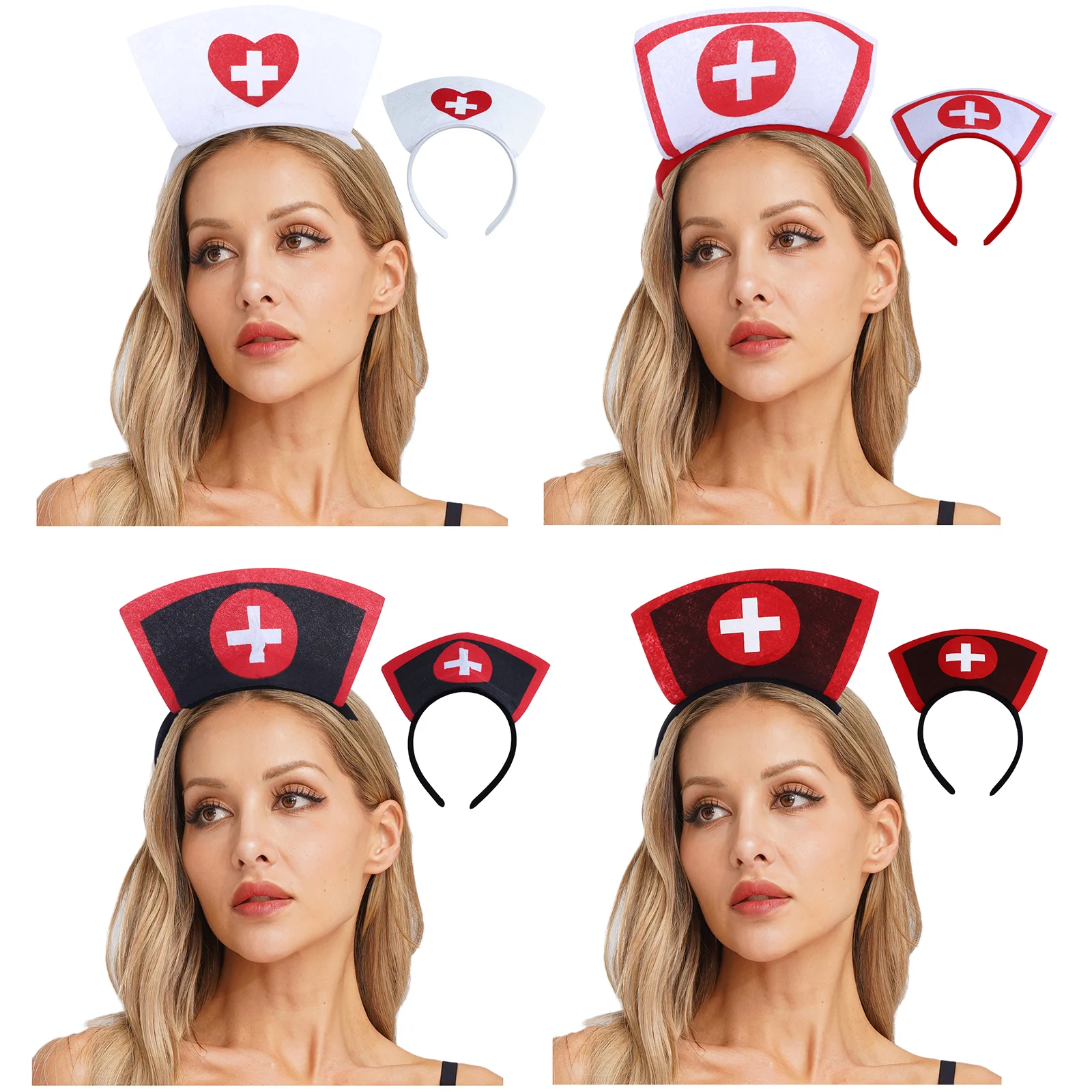 Chapéu de personagem de enfermeira, bandana para mulheres, meninas, fantasia de halloween, acessórios de cosplay, roupa de performance divertida para enfermeira