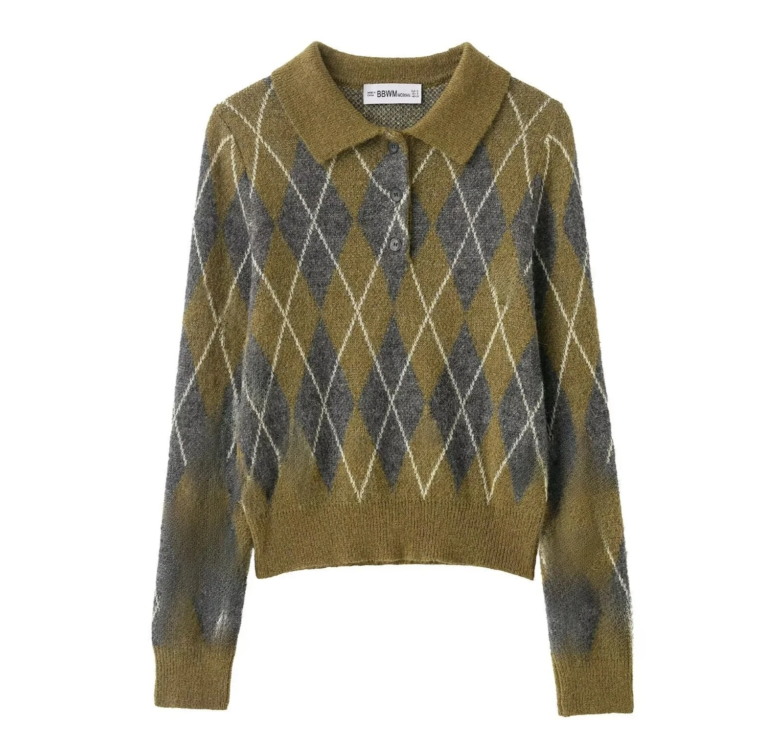 

Ladies Fashion Casual Knitted POLO Shirt Long Sleeve Knitted Sweater Autumn Winter New Simple Sweater