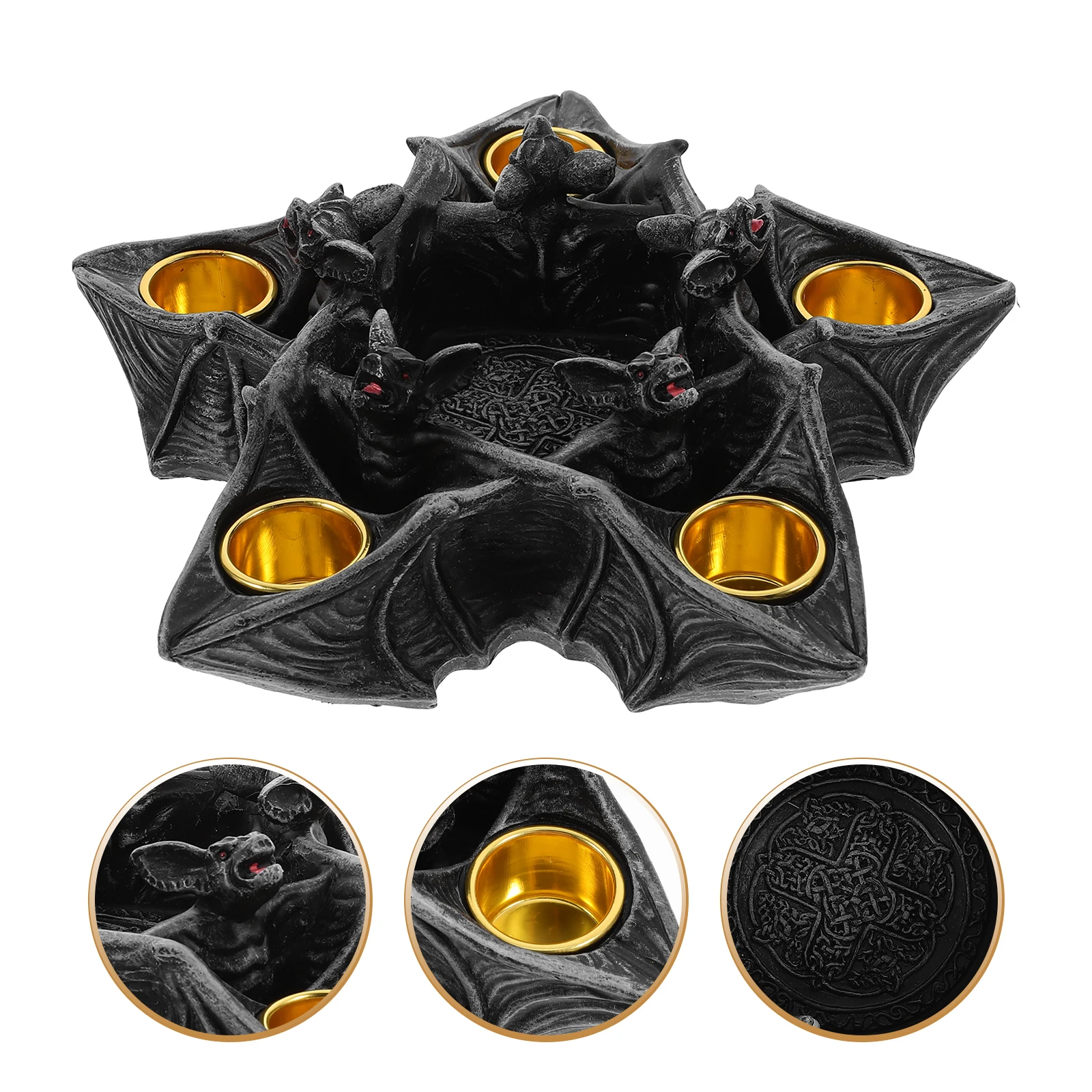 박쥐 구멍 수지 고딕 할로윈 촛대 Tealight 스탠드 스틱 홀더 장식 수지 홀더 장식