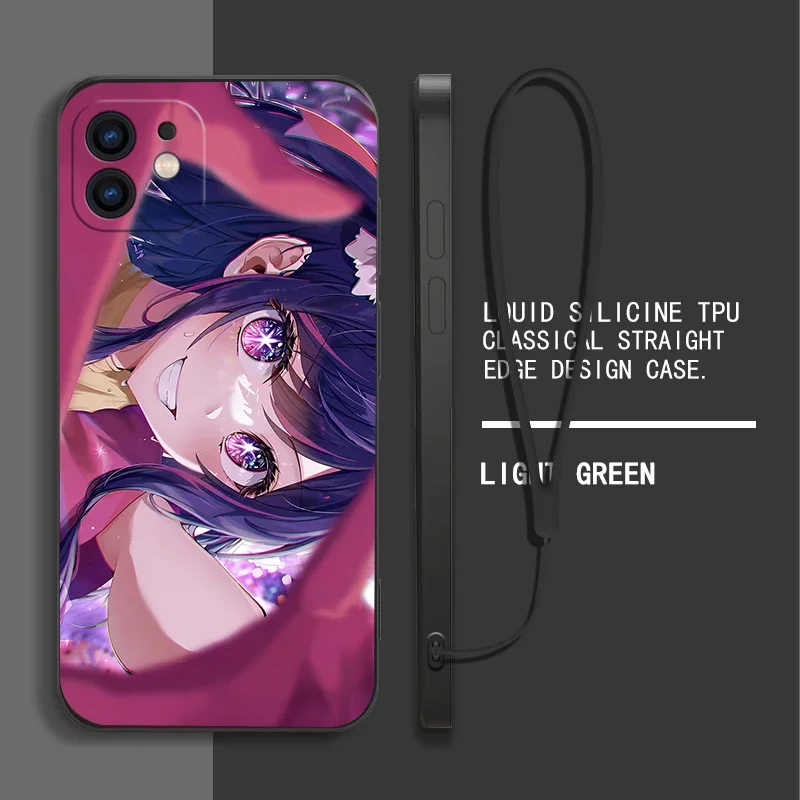 Anime Oshi no Ko Hoshino Ai Phone Case For Samsung Galaxy S24 S23 S22 S21 Ultra Plus FE S10 4G S9 Note 20 10 9 Plus With Lanyard