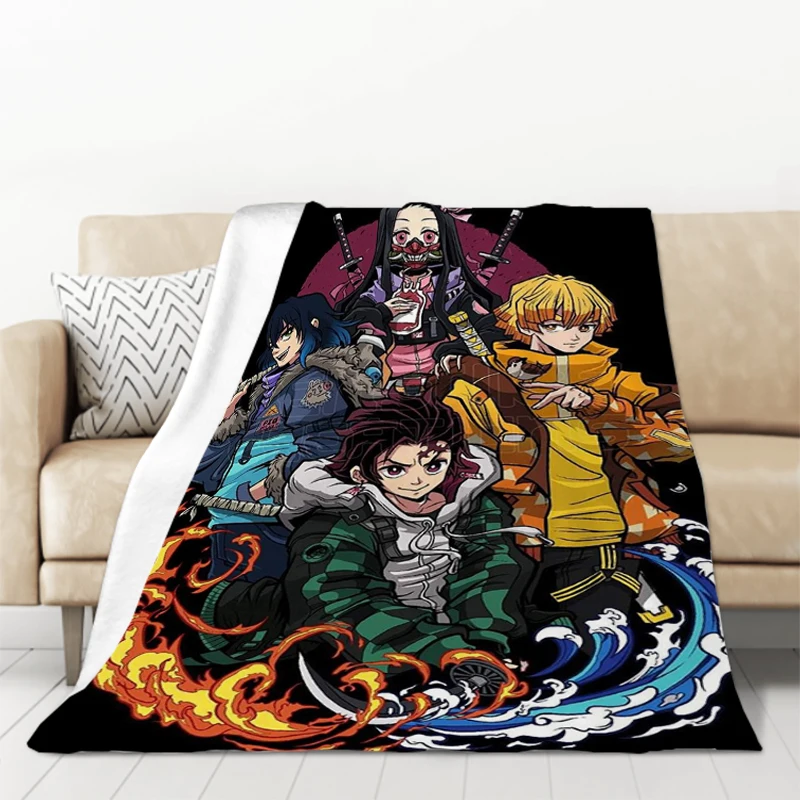 

Demon Slayer Blanket Plaid on the Sofa Blankets and Throws Furry Plush Microfiber Bedding Bedspread Bed Throw Knee Bedspreads