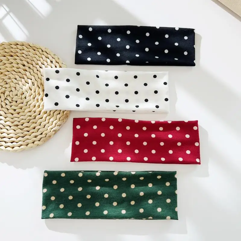Retro Boho Breeze Wind Dot Stretch Damen Haarbänder Koreanische Ins Mode Breite Stirnbänder Yoga Sport Dating Haaraccessoires – Detail 6