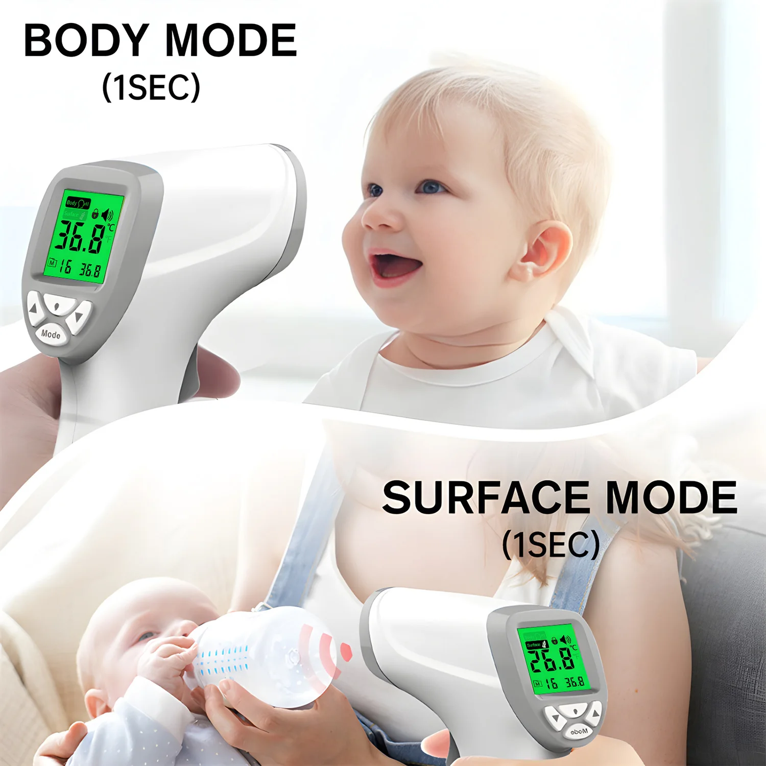 Digitales Thermometer Stirn Temperatur Lesen Fieber Alarm Termometer Babythermometer Pulsoximeter Finger