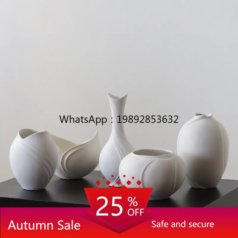 

LYY Matte White Ceramic Vase for Living Room Tabletop Dried Flowers and Flower Arrangements