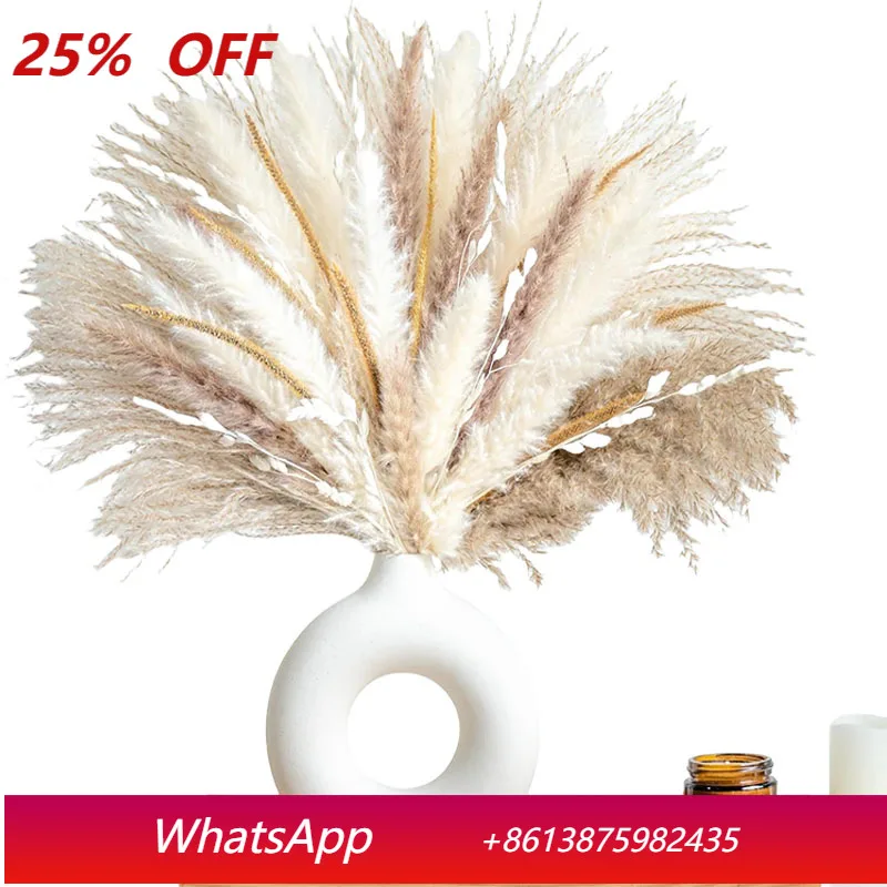 

350PCS Natural Dried Pampas Grass Boho Bouquet Phragmites Dried Flowers Bouquet for Wedding Floral Arrangements Decor(5 Sets)