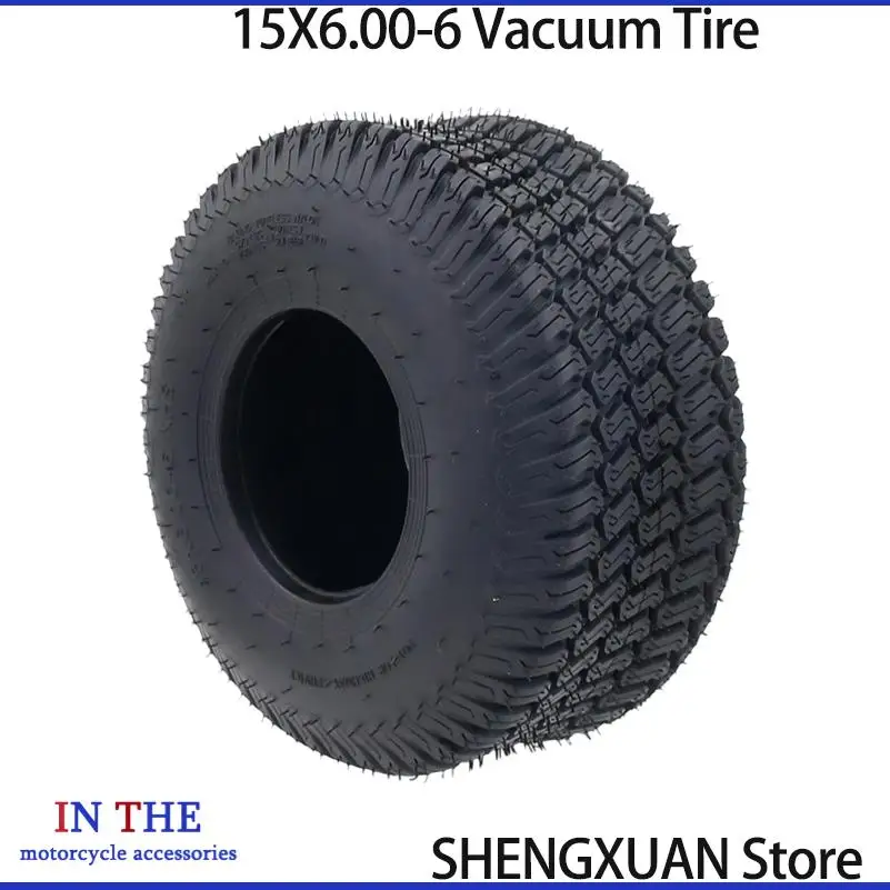 Tire model 15x6.00-6 tubeless tire suitable for 6-inch ATV beach bike, go kart, go kart, off-road tire replacement