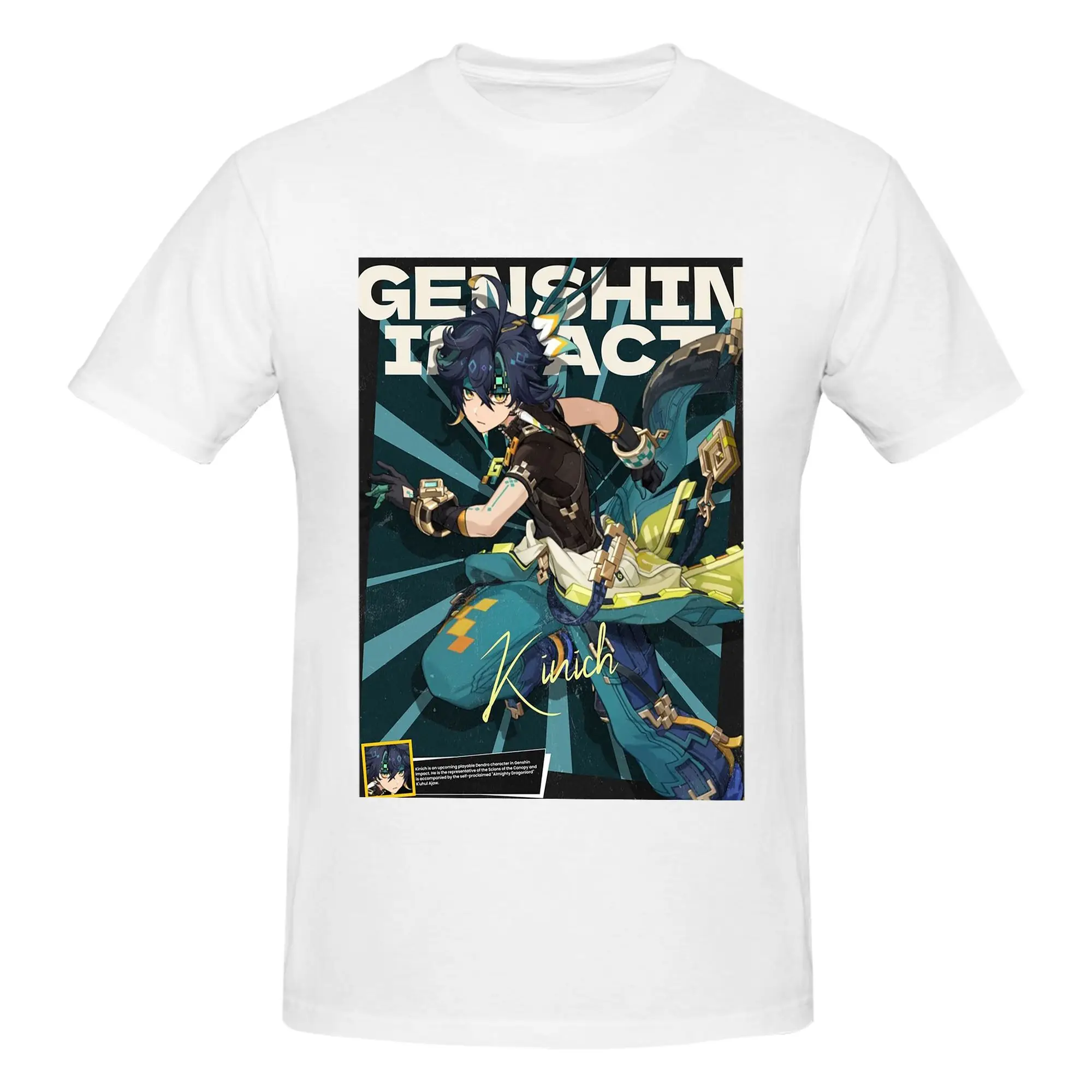 Kinich  Sunblast Genshin Impact Men T-Shirt Double Sided Plus Size T Shirts Men's Crew Neck Cotton Tees Short Summer Male