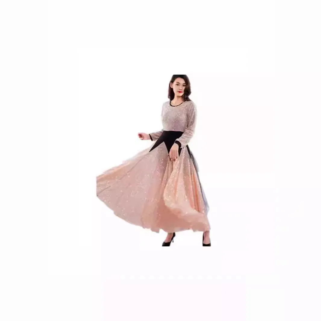 New Modern Dance Dress National Standard Dance Dress Big Swing Dress Long Sleeve Performance Dress Social Dance Performance